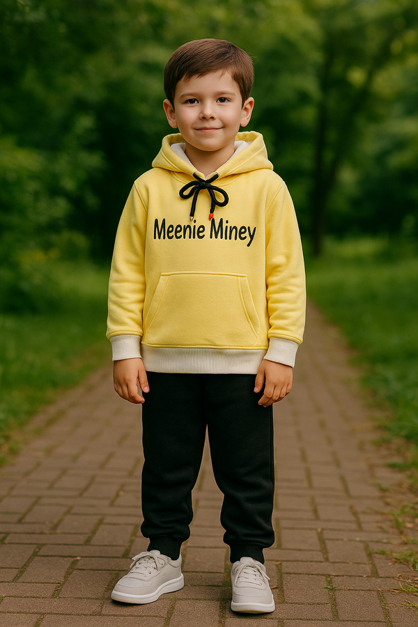 Cozy Yellow Hoodie Tracksuit with Black Pants