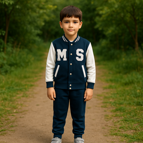 Blue Varsity Tracksuit with White Sleeve Accents - Winter