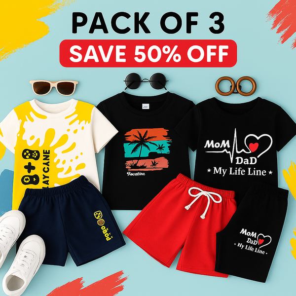 Kids’ Knicker Shirt Sets – Pack of 3 (50% OFF)