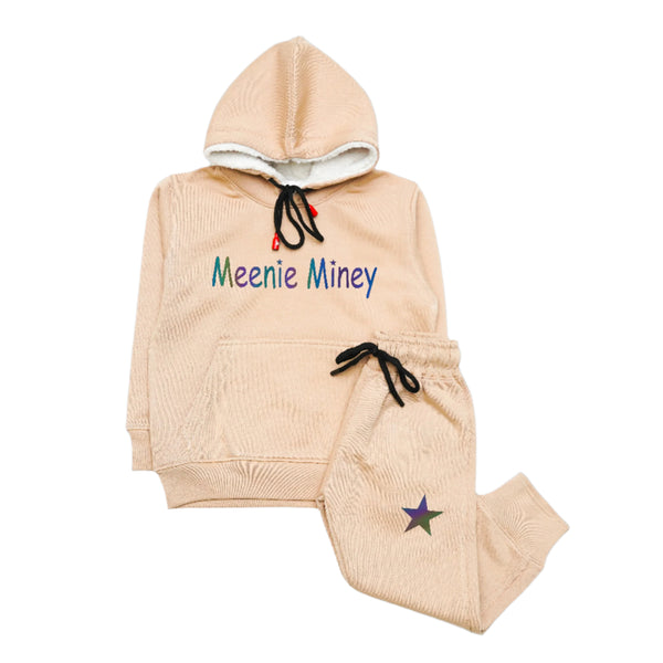 Neutral Beige Hoodie Tracksuit with Star Pants