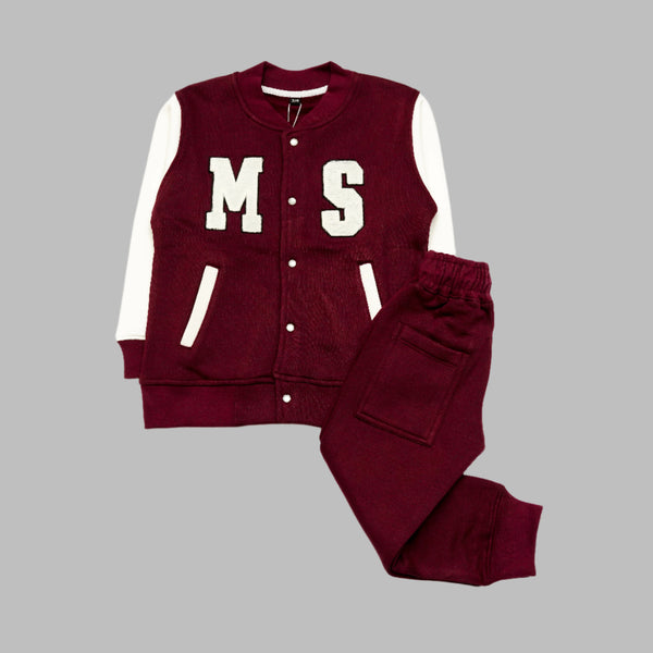 Maroon Varsity Tracksuit with White Sleeves