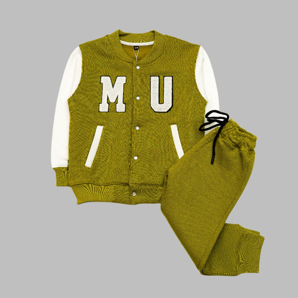 Lime Green Varsity Tracksuit with White Sleeves