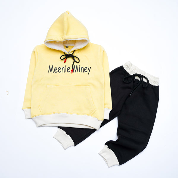 Cozy Yellow Hoodie Tracksuit with Black Pants