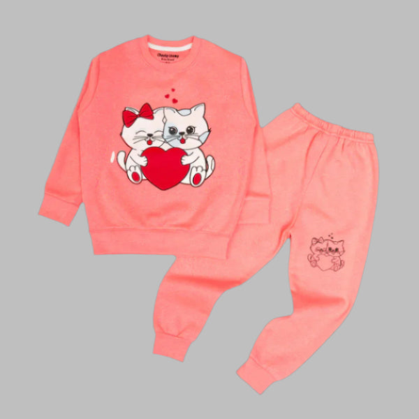 Cute Kitties Love Set - Adorable Kitty Tracksuit for Kids