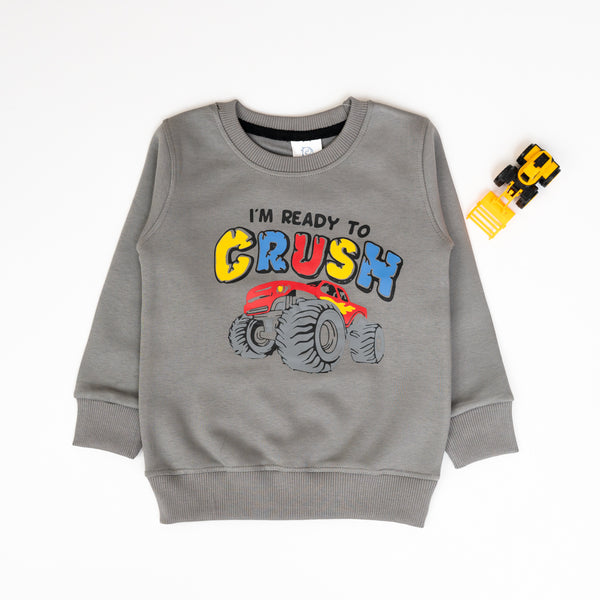 Grey "I'm Ready to Crush" Monster Truck Sweatshirt