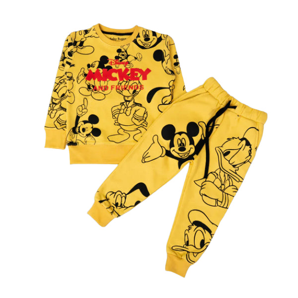 Mustard Yellow Mickey & Friends Tracksuit – Cozy Disney Style for Kids