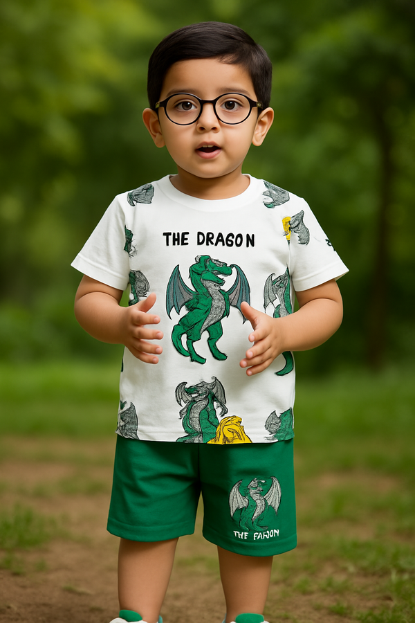 The Dragon Adventure Boys' Summer Outfit – T-Shirt & Shorts Set