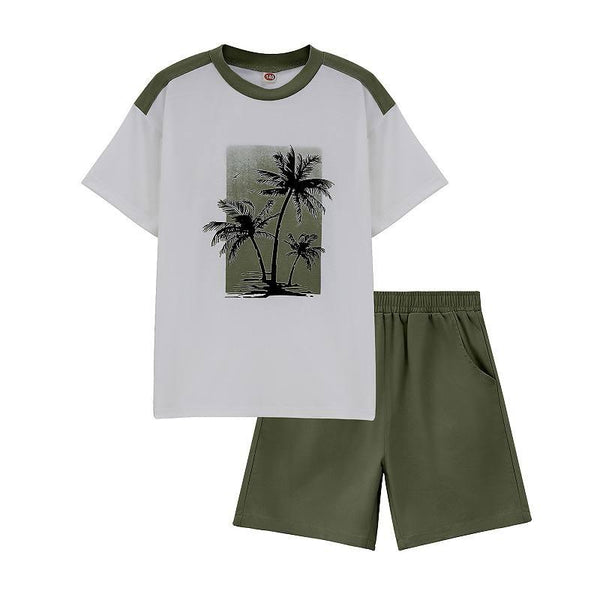 "Palm Breeze" Premium Summer Set for Kids – Stylish Shoulder Straps & Comfy Cotton Cool