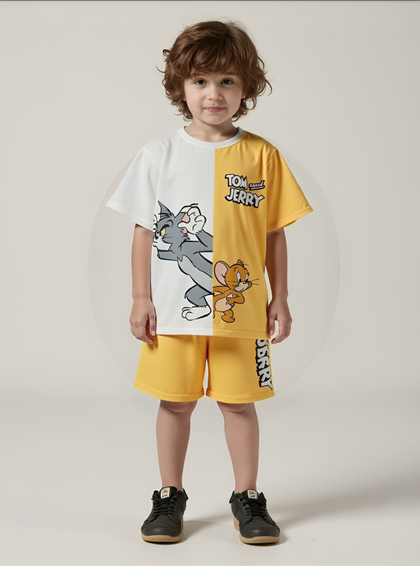 Tom & Jerry Mixed-Match Kids Summer Set – Half Sleeve Shirt & Shorts